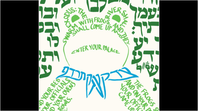 Detail of Tzefardea Tzedek showing the face of the frog and its bandana.